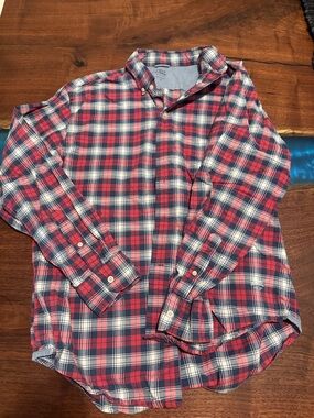 Izod Saltwater Red, Navy & White Plaid Long-Sleeve Button-Down Shirt